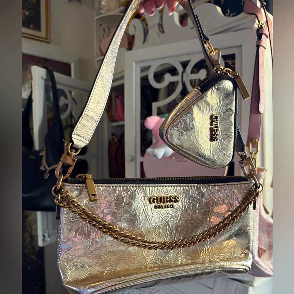 GUESS Metallic Gold Shoulder Bag Set
